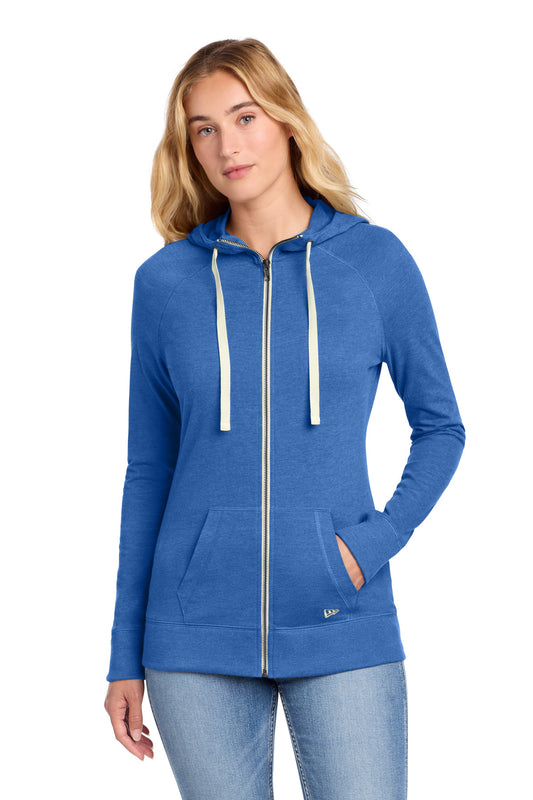 New Era Women's Sueded Cotton Blend Full-Zip Hoodie. LNEA122 - EMBROIDERED