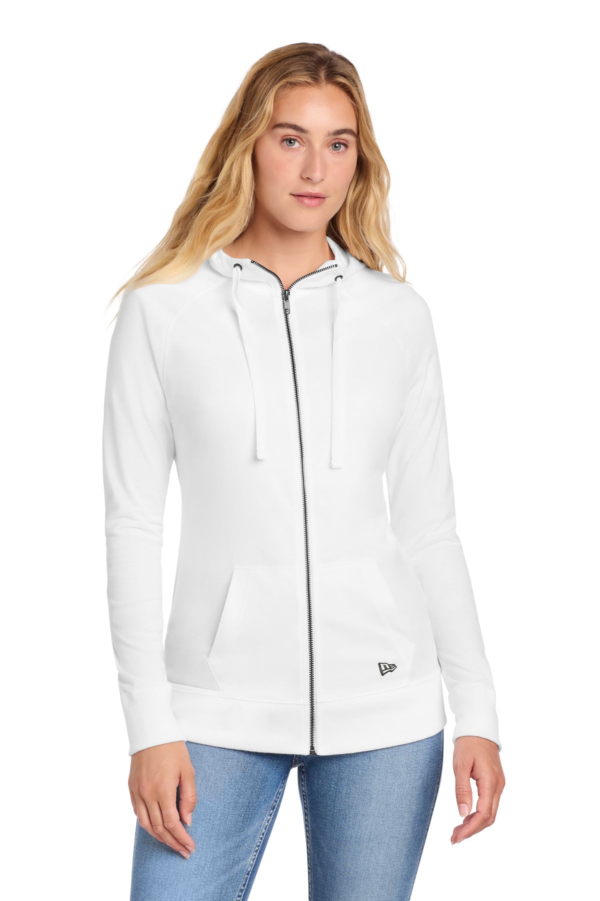 New Era Women's Sueded Cotton Blend Full-Zip Hoodie. LNEA122 - EMBROIDERED