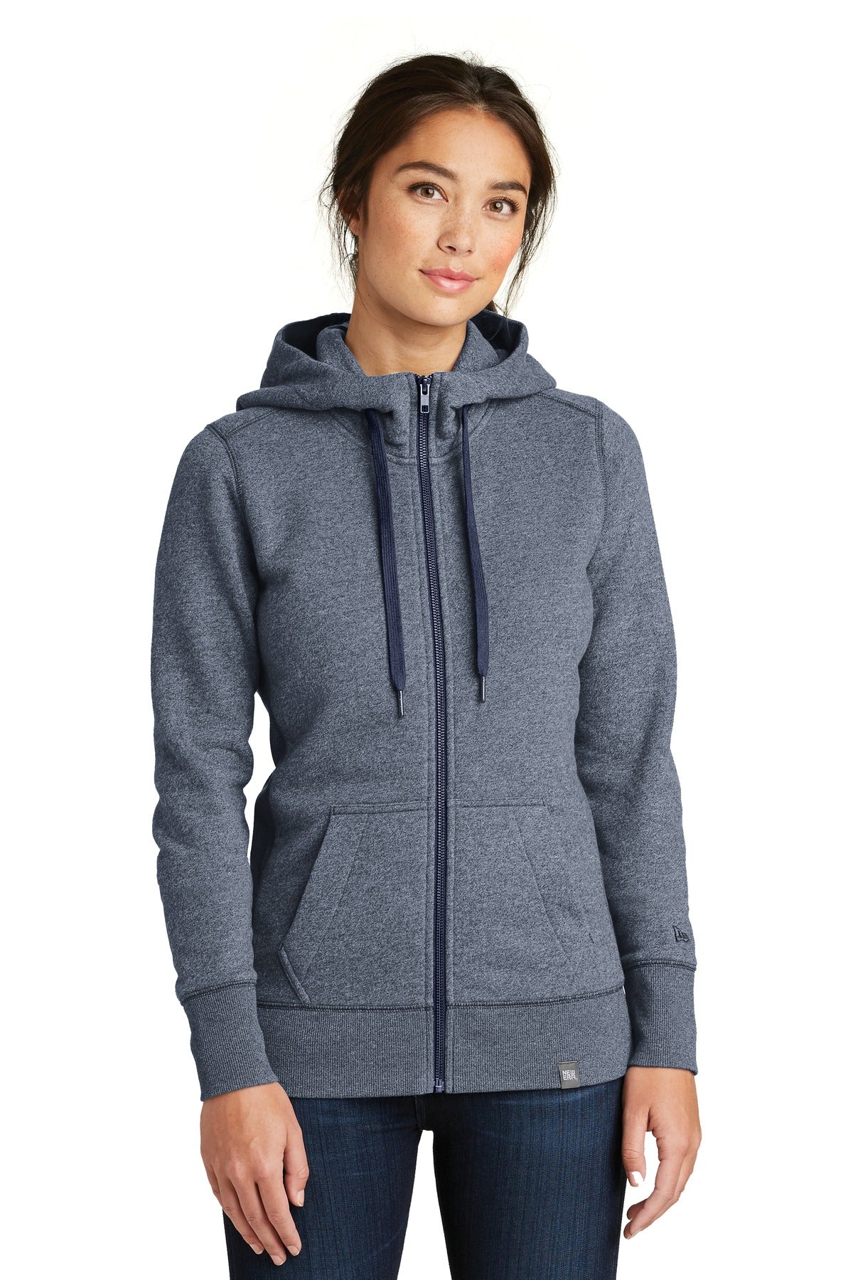 New Era Women's French Terry Full-Zip Hoodie. LNEA502 - EMBROIDERED