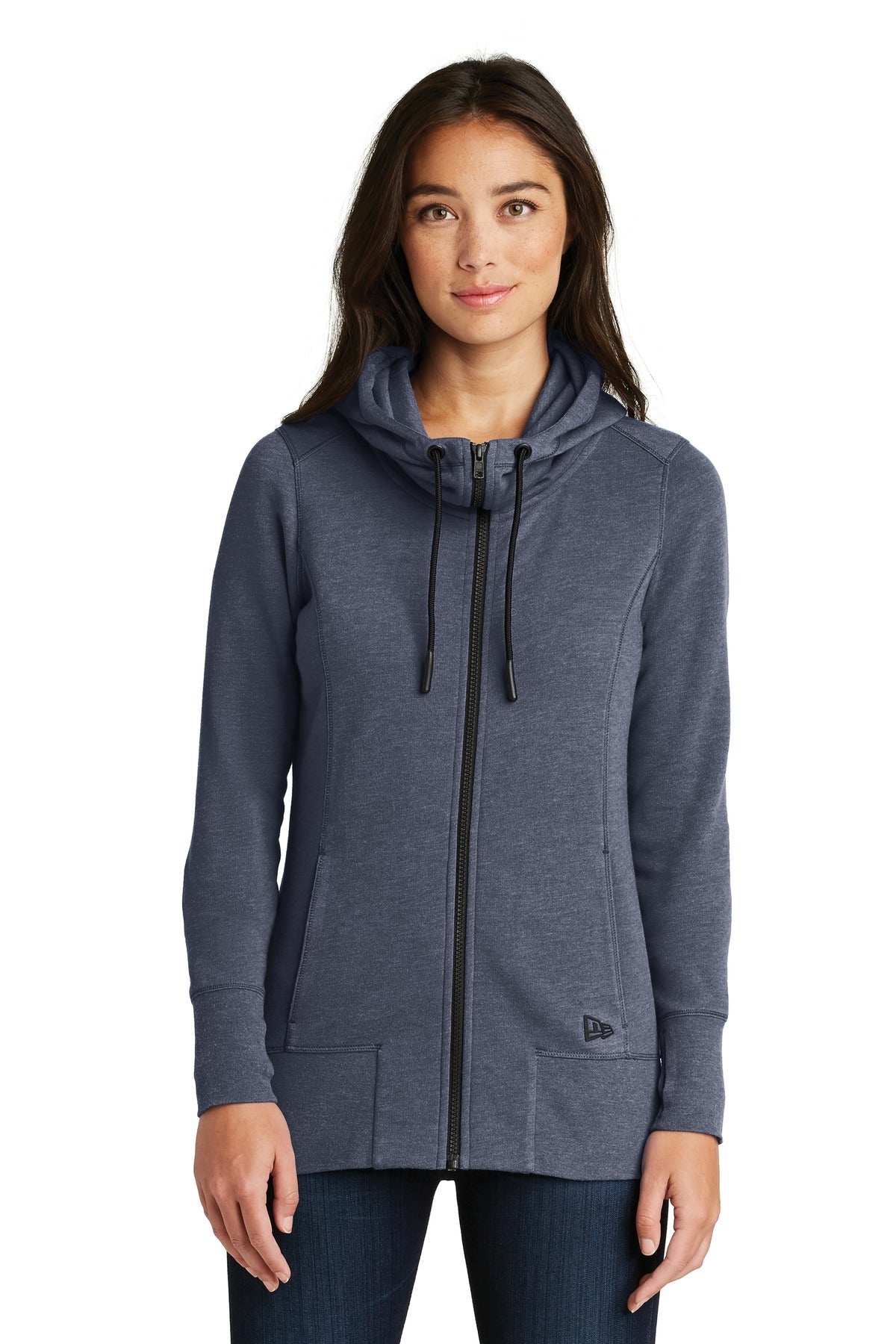 New Era Women's Tri-Blend Fleece Full-Zip Hoodie. LNEA511 - EMBROIDERED
