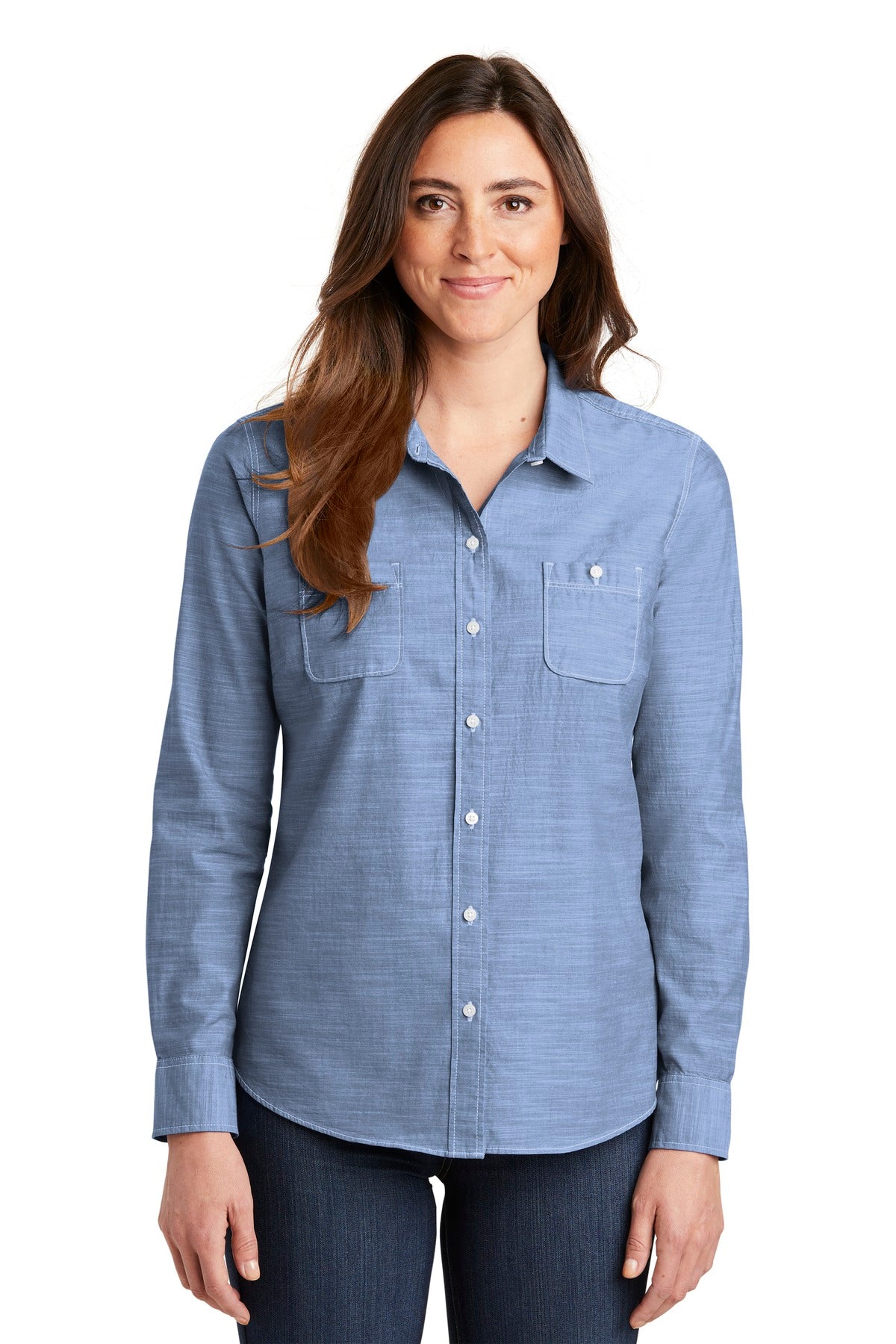 Port Authority Women's Slub Chambray Shirt. LW380 - EMBROIDERED