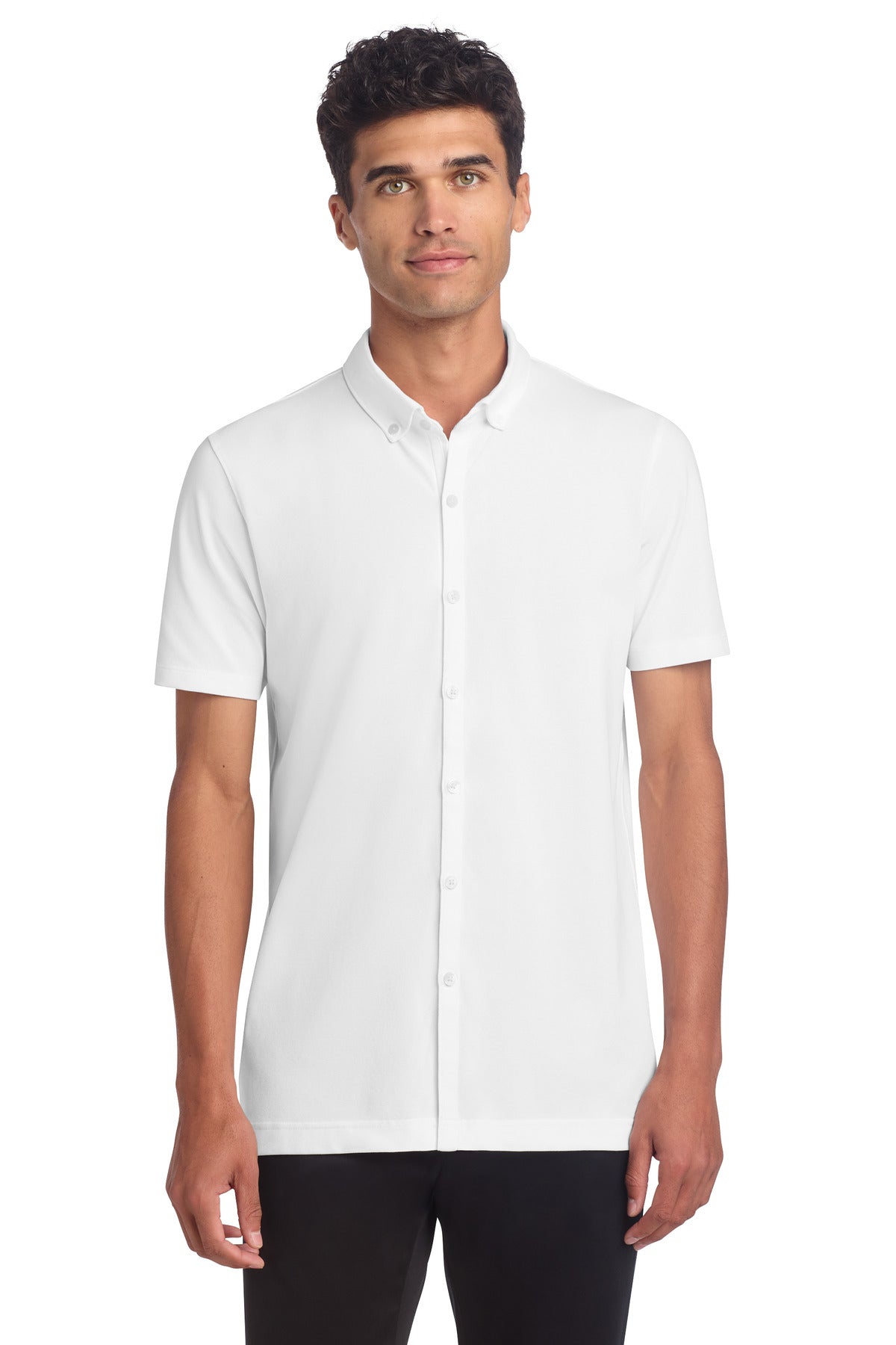 Mercer+Mettle Stretch Pique Full-Button Polo MM1006 - EMBROIDERED