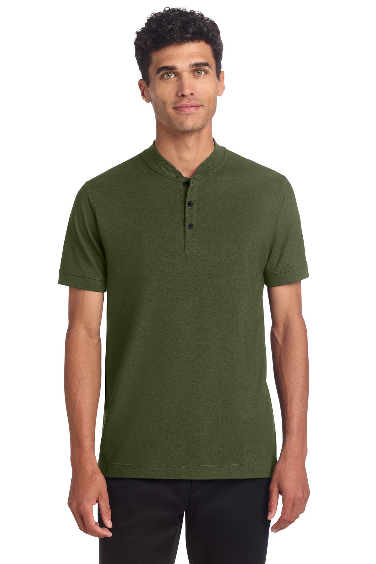 Mercer+Mettle Stretch Pique Henley MM1008 - EMBROIDERED