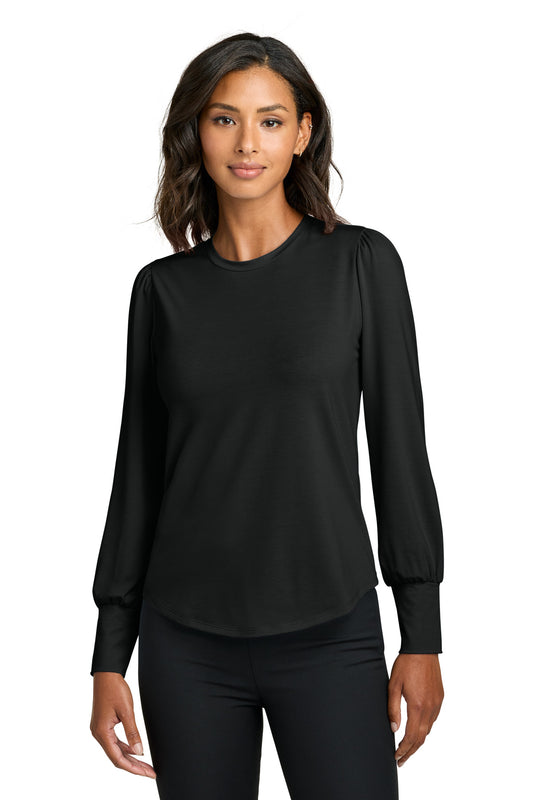 Mercer+Mettle Women's Stretch Jersey Long Sleeve Blouson Top MM1019 - EMBROIDERED