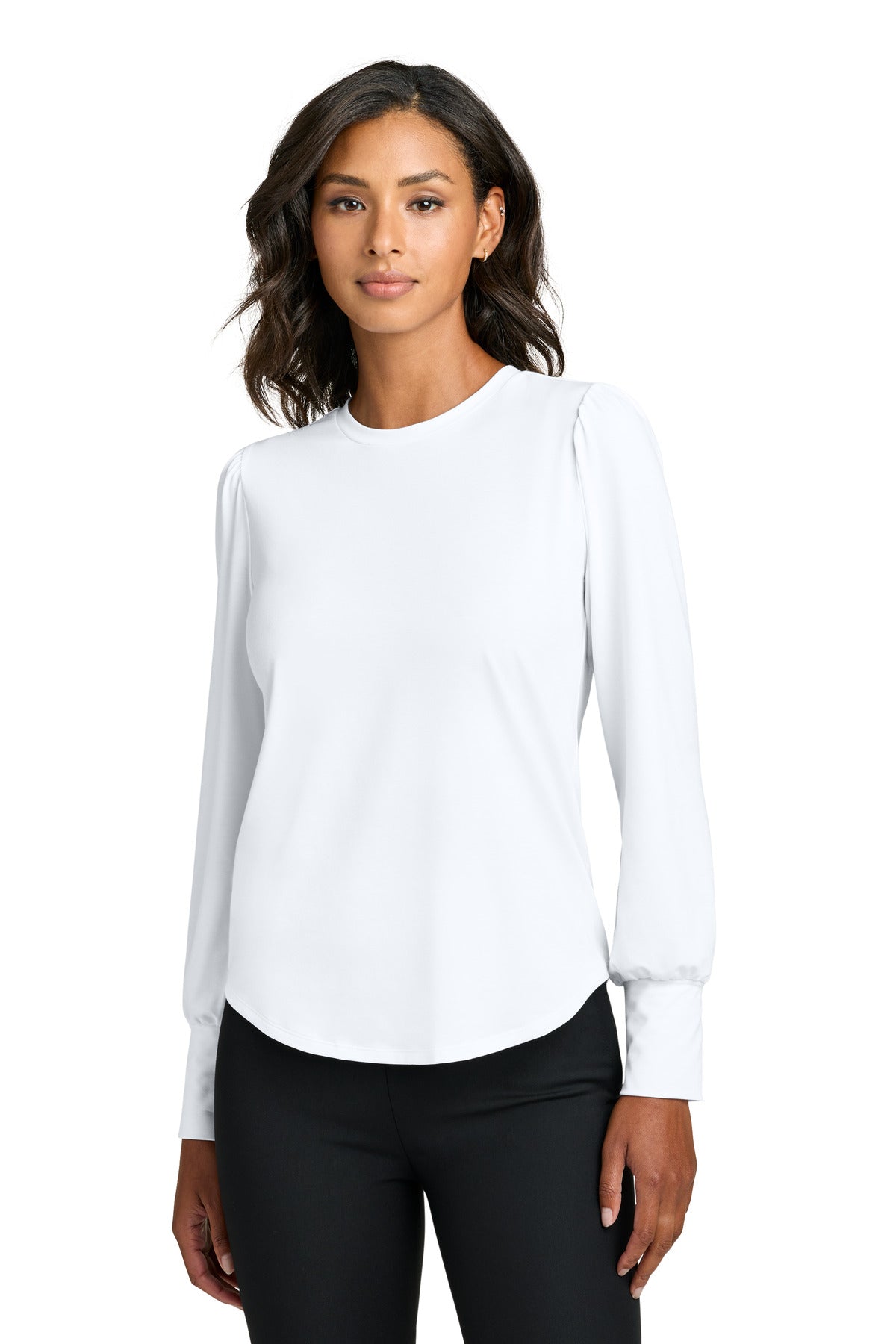 Mercer+Mettle Women's Stretch Jersey Long Sleeve Blouson Top MM1019 - EMBROIDERED
