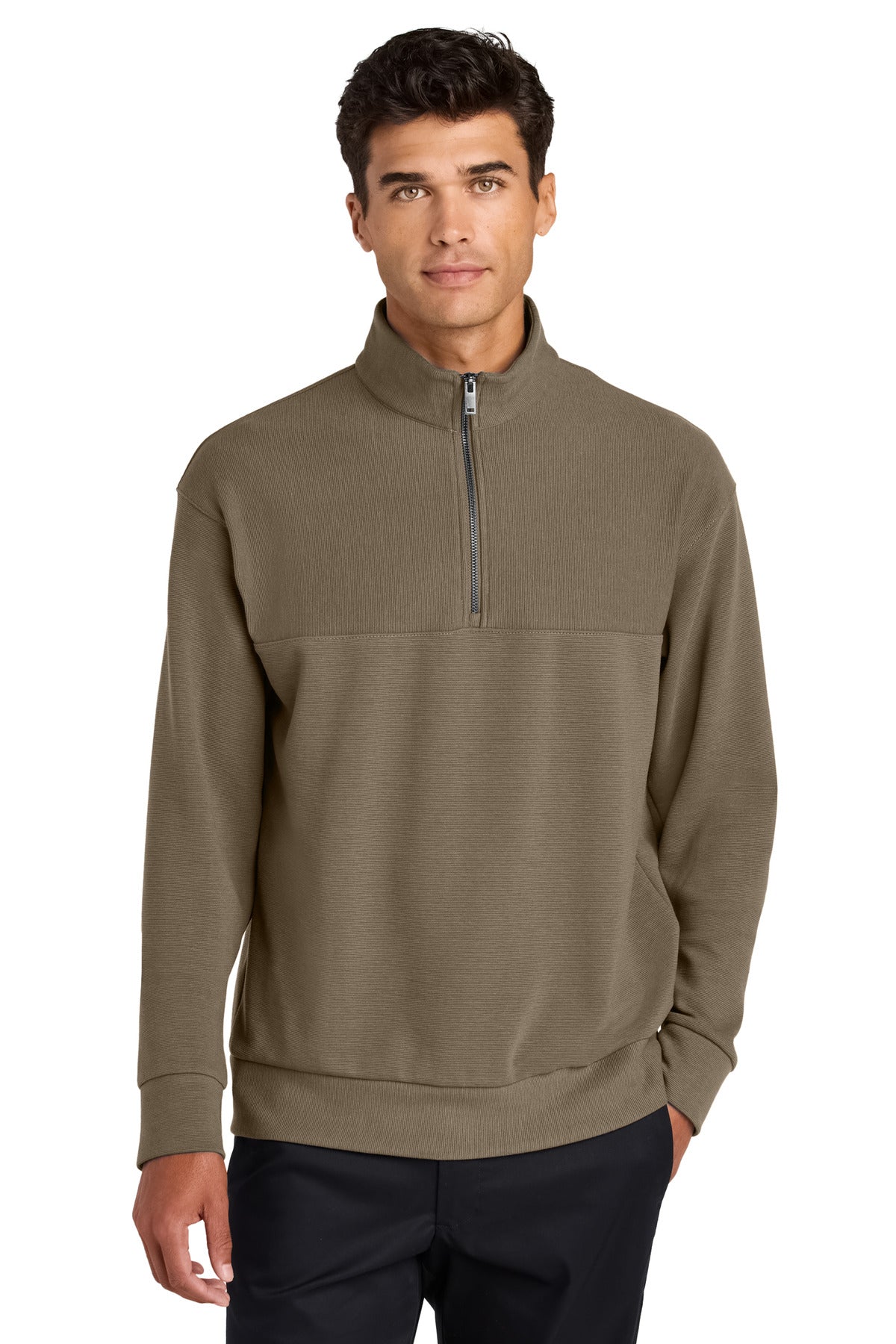 Mercer+Mettle Linear Texture 1/4-Zip MM3040 - EMBROIDERED