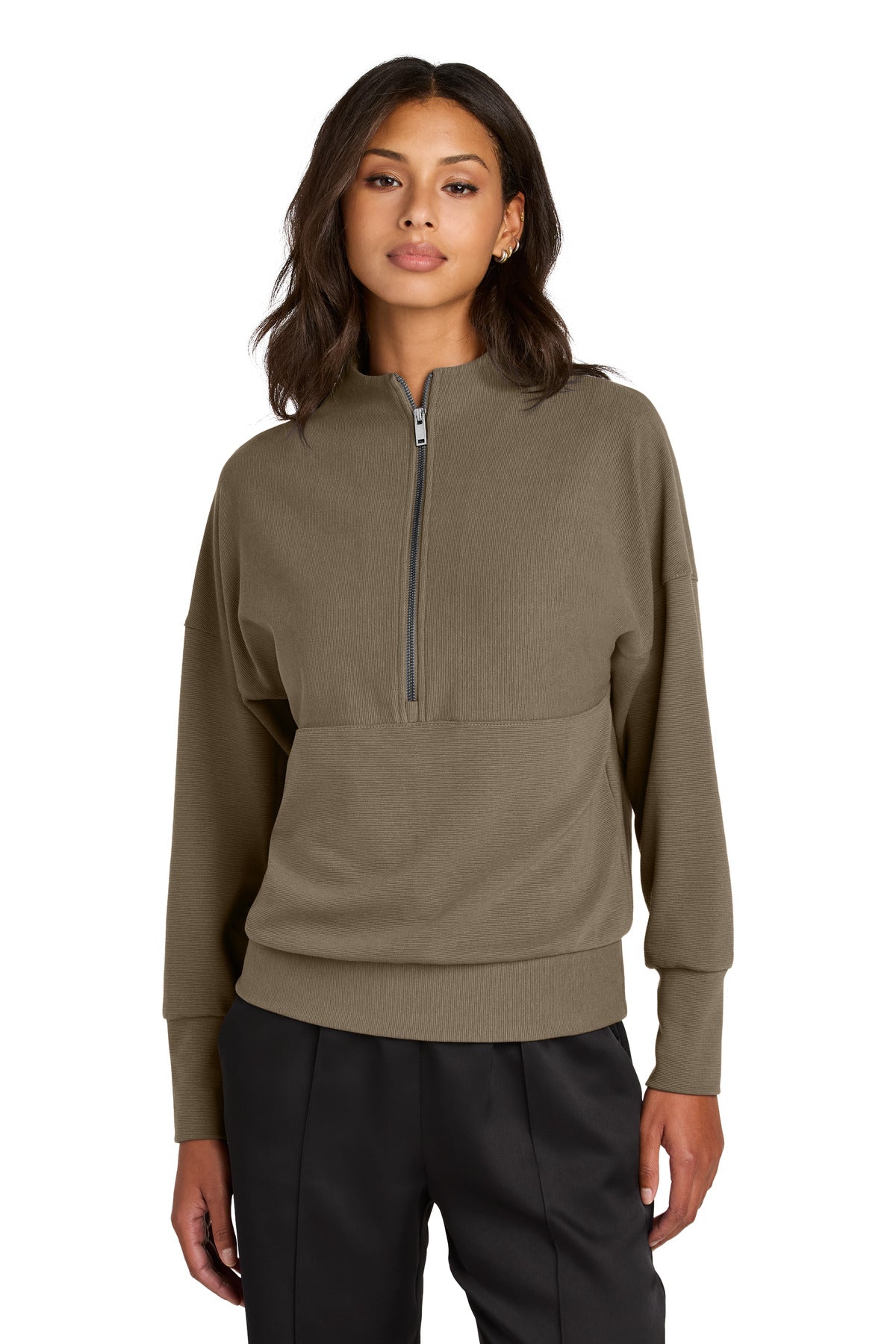 Mercer+Mettle Women's Linear Texture 1/4-Zip MM3041 - EMBROIDERED