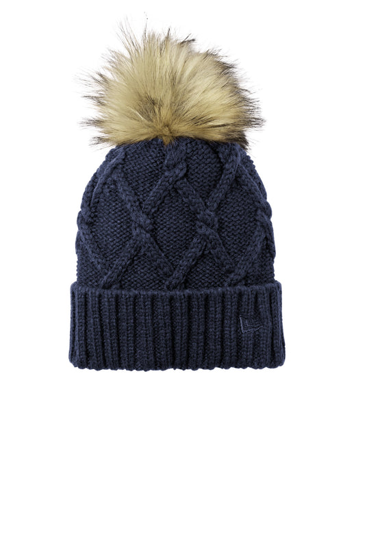 New Era Faux Fur Pom Beanie NE911 - EMBROIDERED