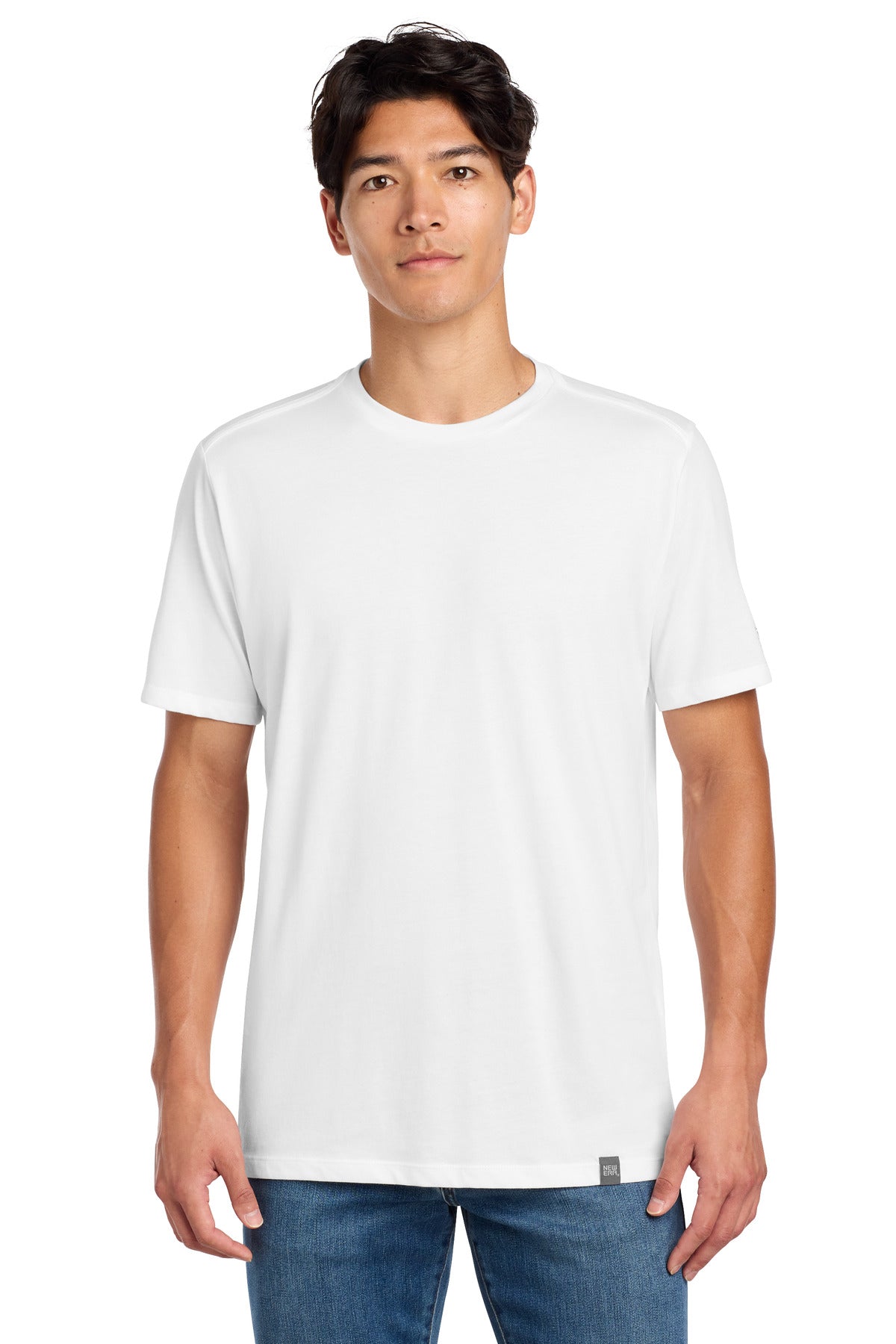 New Era Heritage Blend Crew Tee. NEA100 - EMBROIDERED