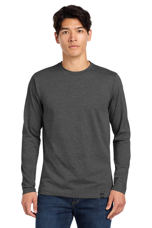 New Era Heritage Blend Long Sleeve Crew Tee. NEA102 - EMBROIDERED