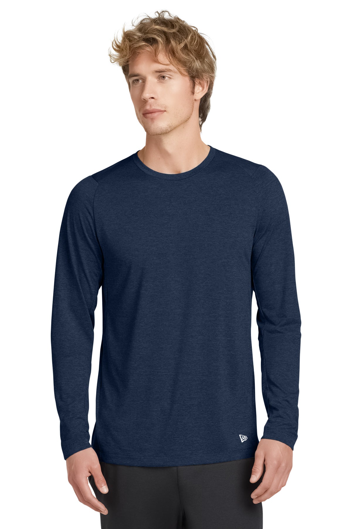 New Era Series Performance Long Sleeve Crew Tee. NEA201 - EMBROIDERED