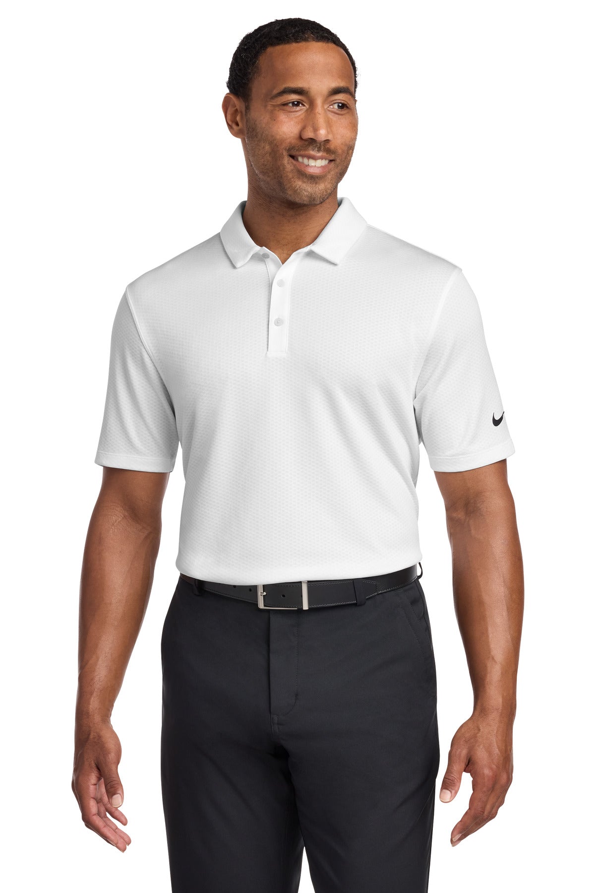 Nike Dri-FIT Hex Textured Polo. NKAH6266 - EMBROIDERED