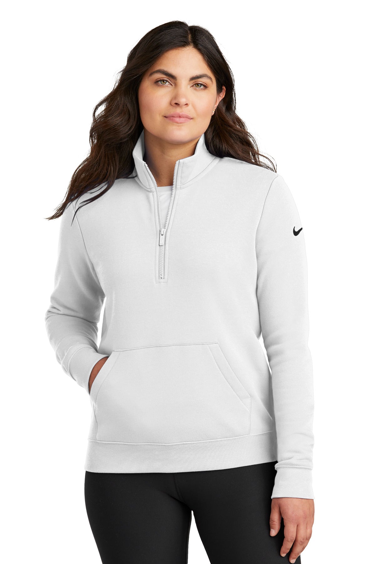 Nike Women's Club Fleece Sleeve Swoosh 1/2-Zip NKDX6720 - EMBROIDERED