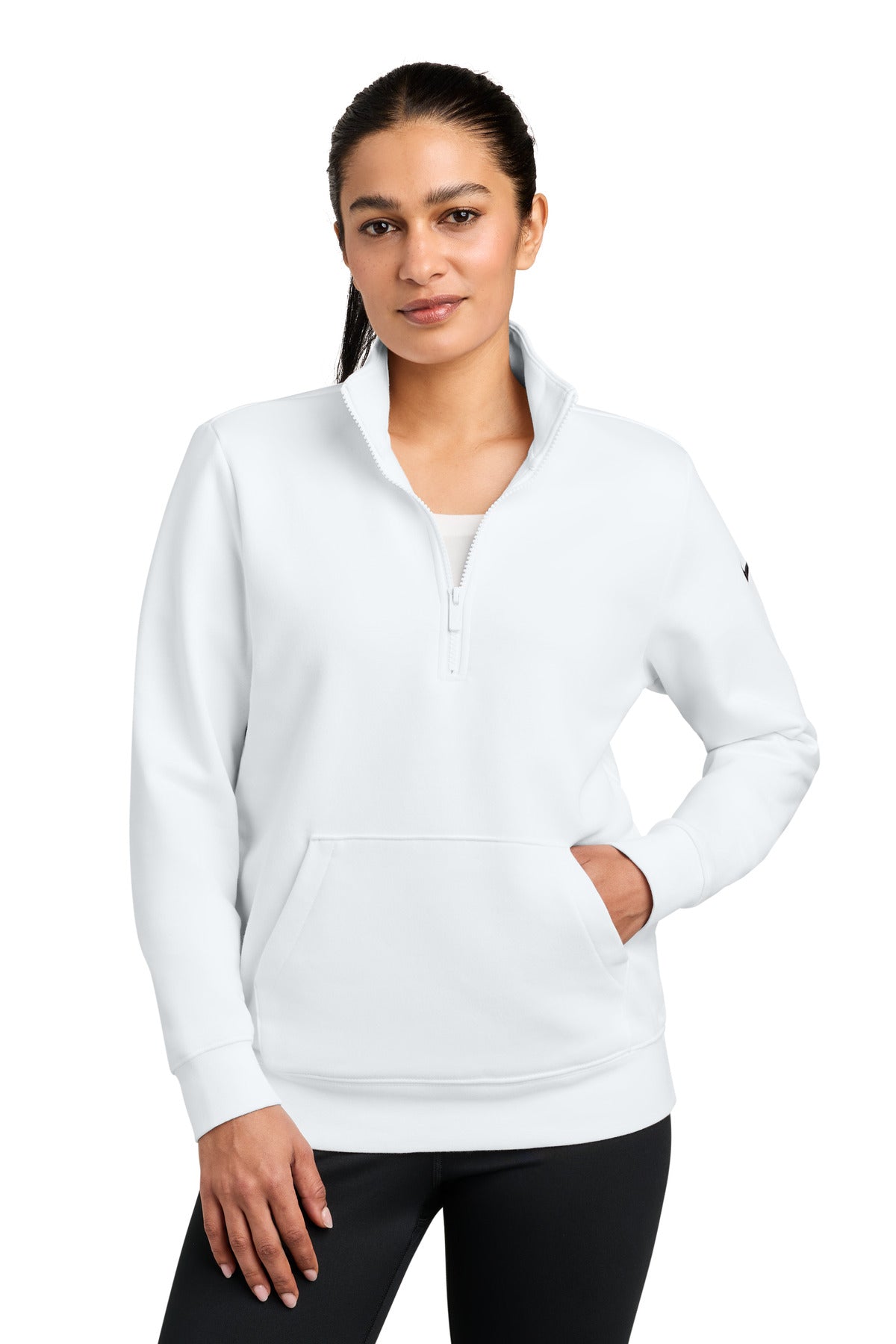 Nike Women's Club Fleece Sleeve Swoosh 1/2-Zip NKDX6720 - EMBROIDERED