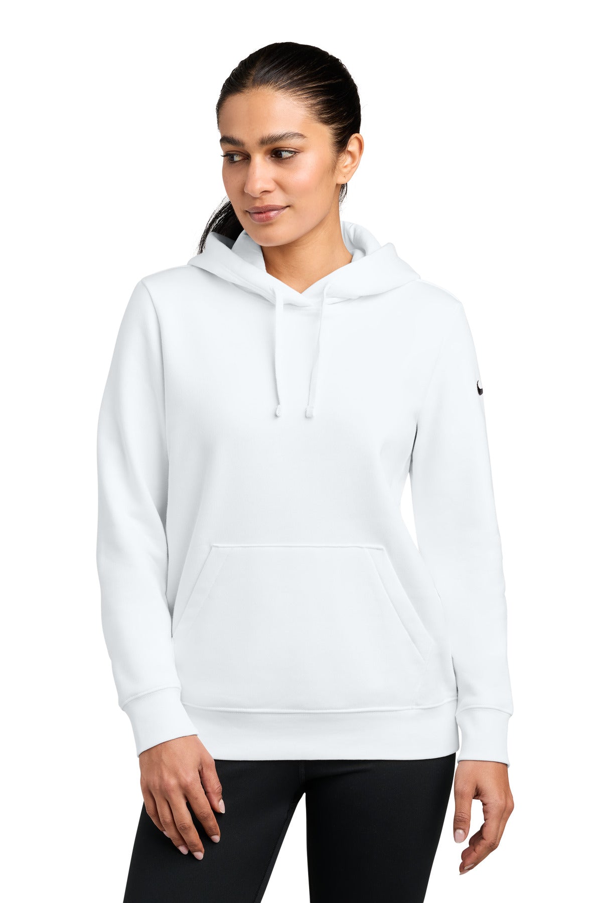 Nike Women's Club Fleece Sleeve Swoosh Pullover Hoodie NKFD9889 - EMBROIDERED