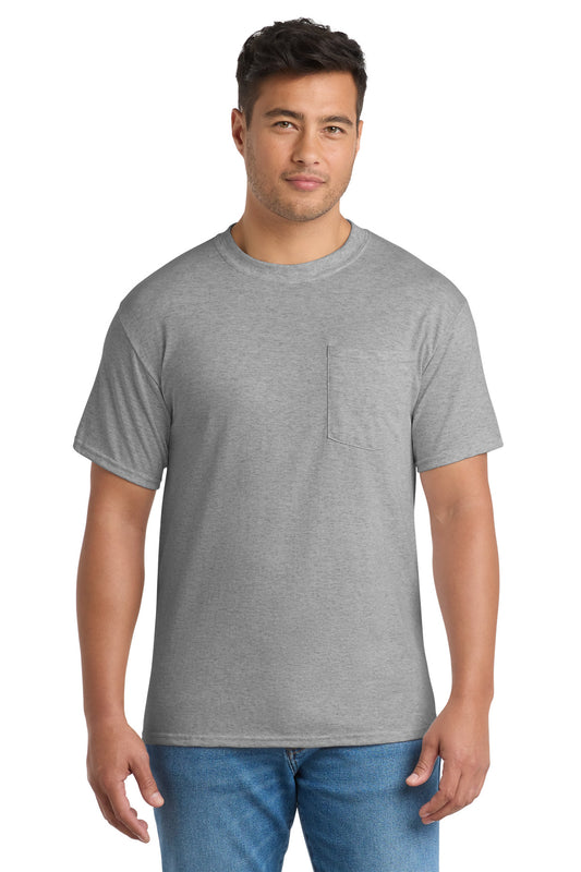 Port & Co Tall Core Blend Pocket Tee. PC55PT - EMBROIDERED