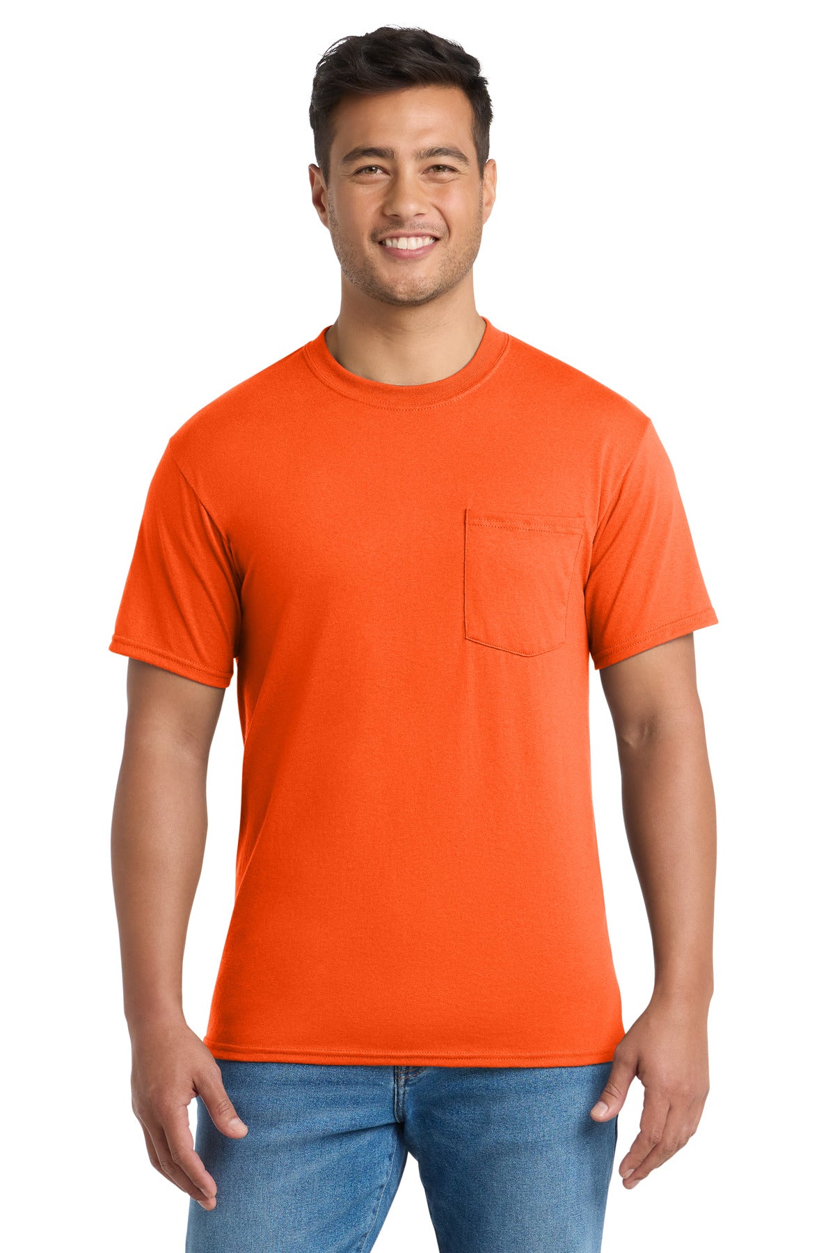 Port & Co Tall Core Blend Pocket Tee. PC55PT - EMBROIDERED