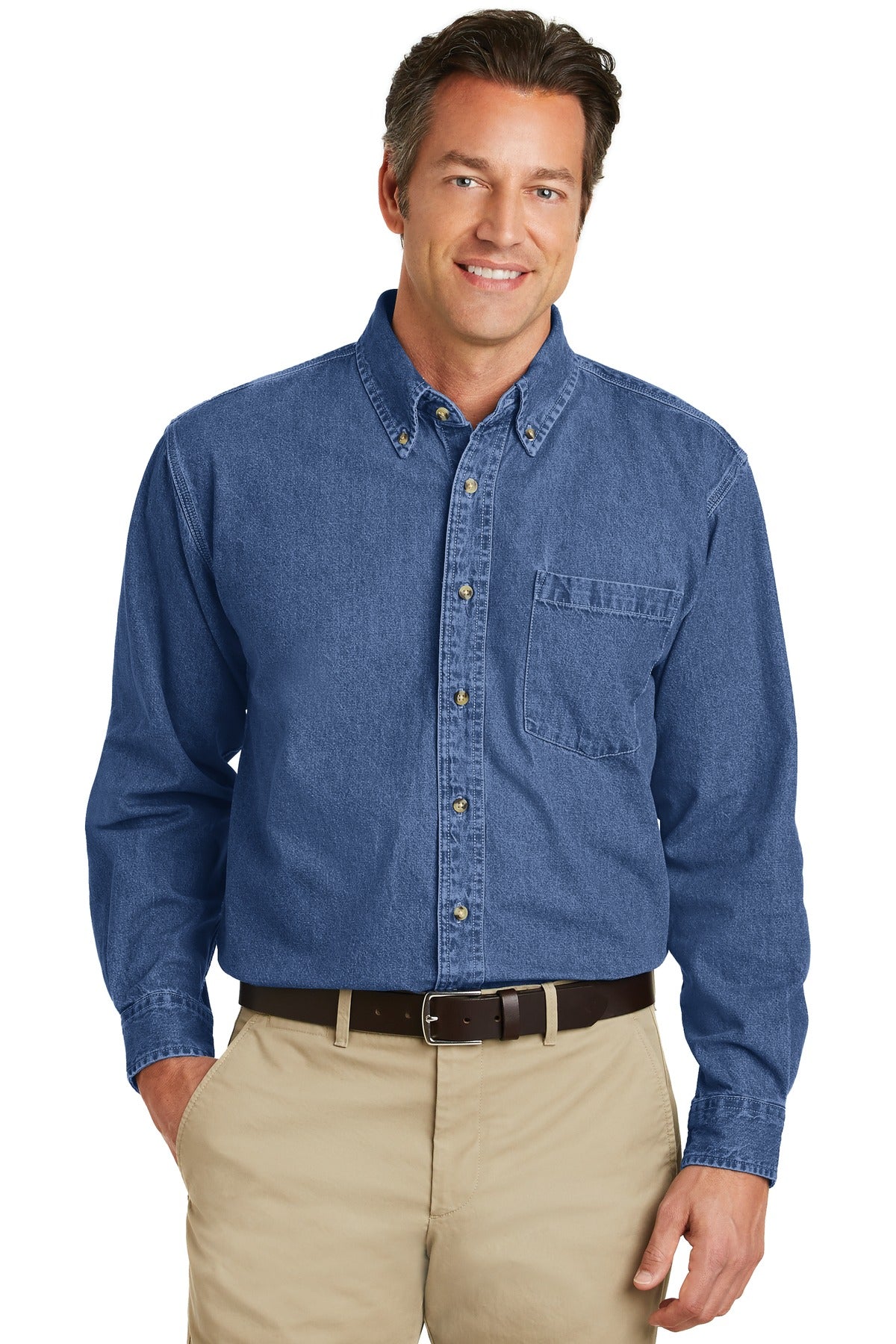 Port Authority Heavyweight Denim Shirt. S100 - EMBROIDERED