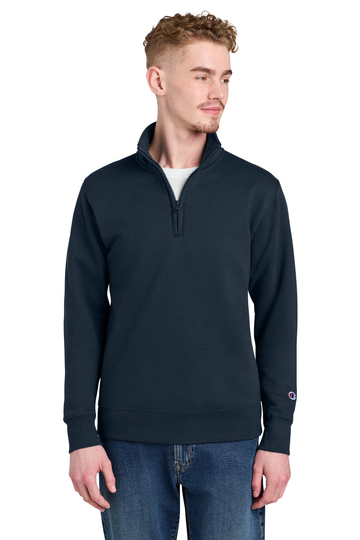 Champion Powerblend 1/4-Zip Sweatshirt S450 - EMBROIDERED