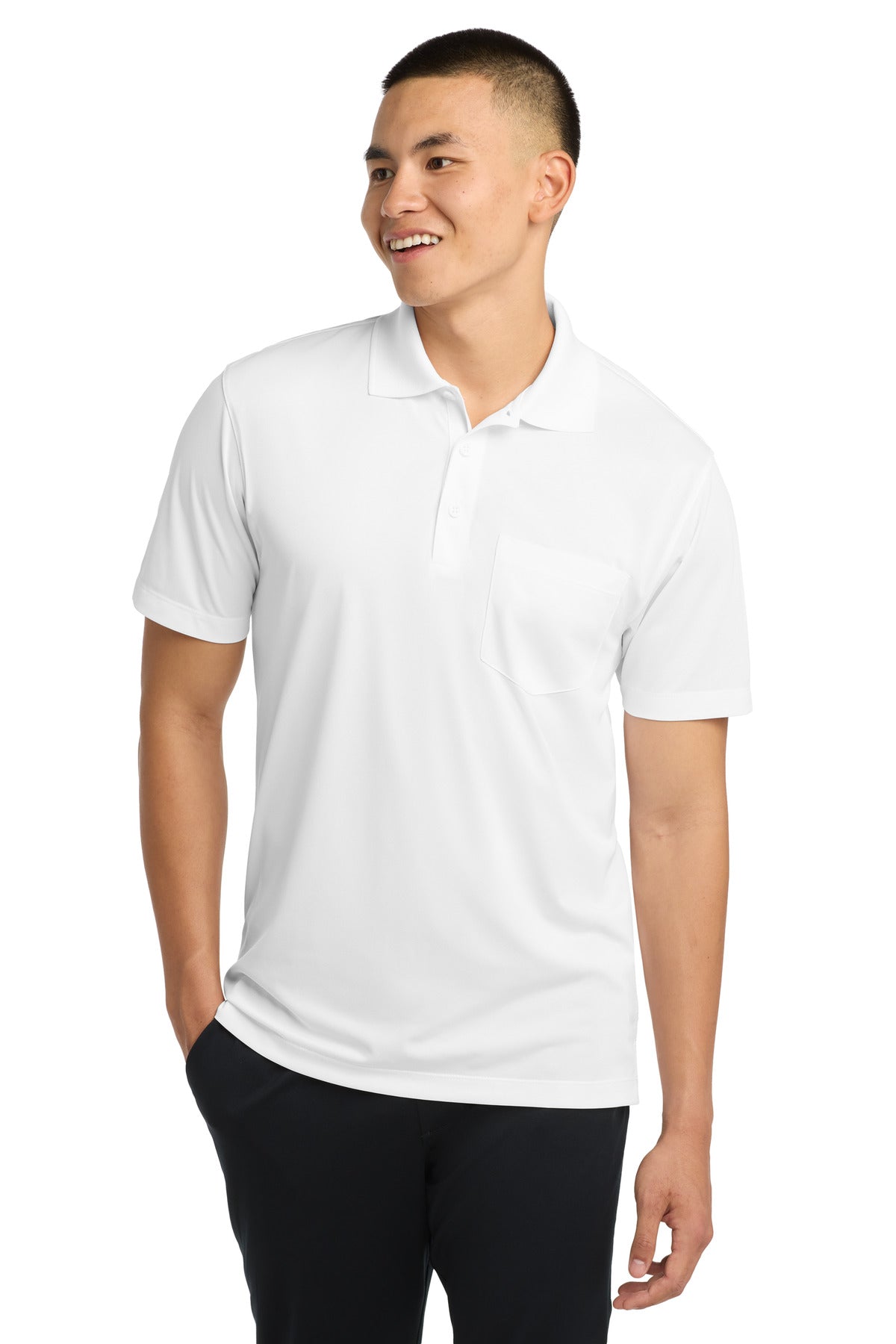 Sport-Tek Micropique Sport-Wick Pocket Polo. ST651 - EMBROIDERED