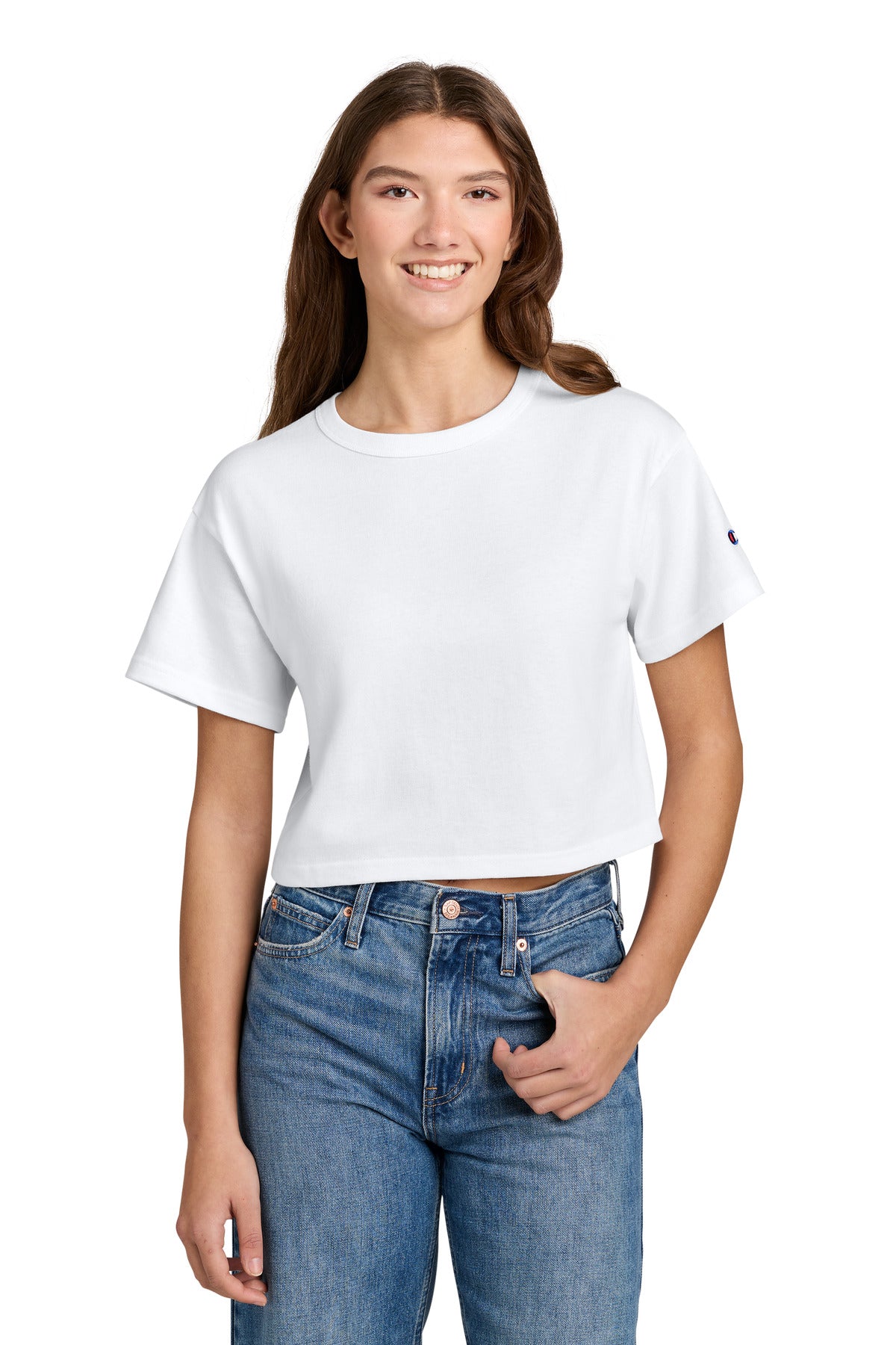 Champion Women's Cropped Heritage Tee T453W - EMBROIDERED