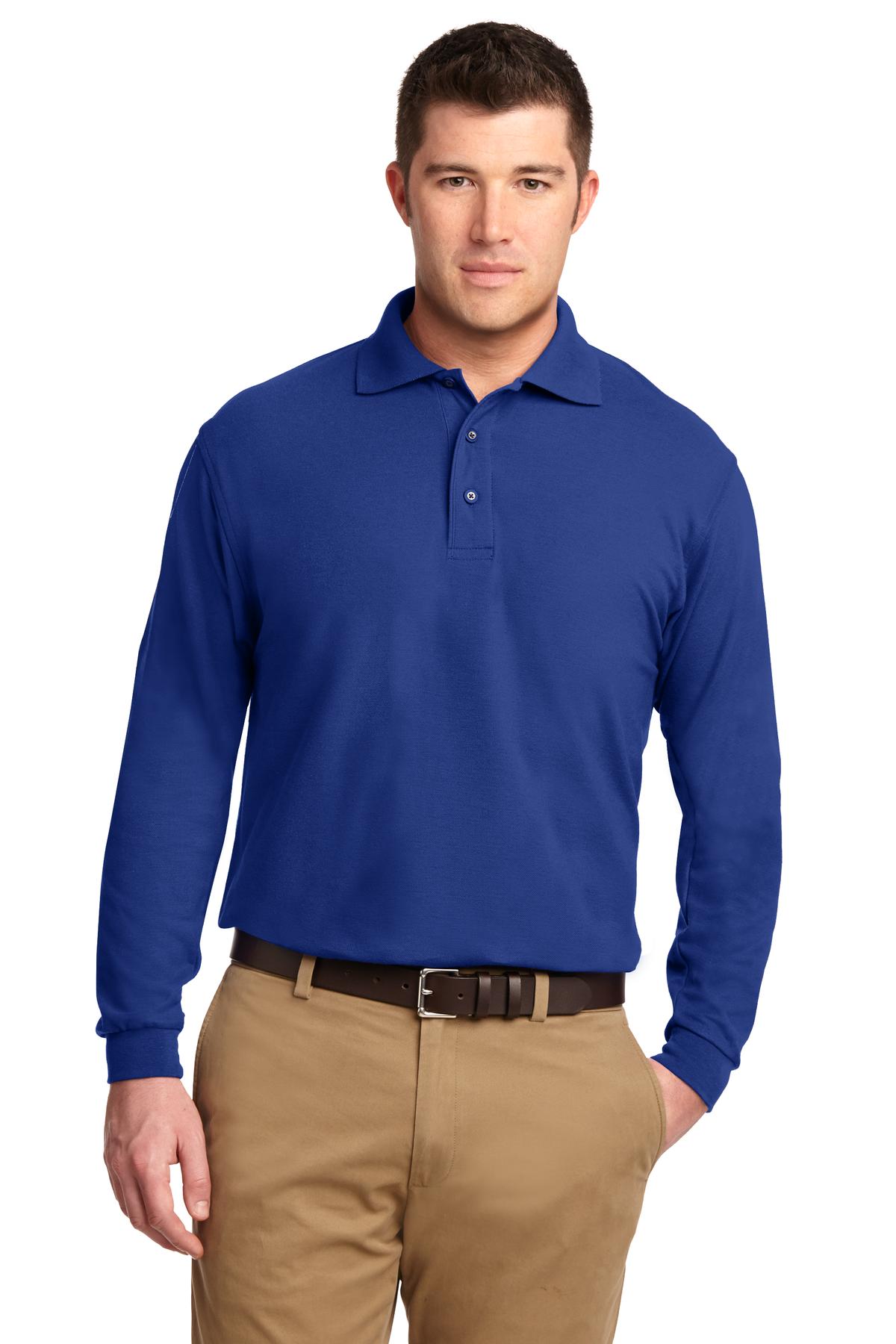 Port Authority Tall Silk Touch‚ Long Sleeve Polo. TLK500LS - EMBROIDERED