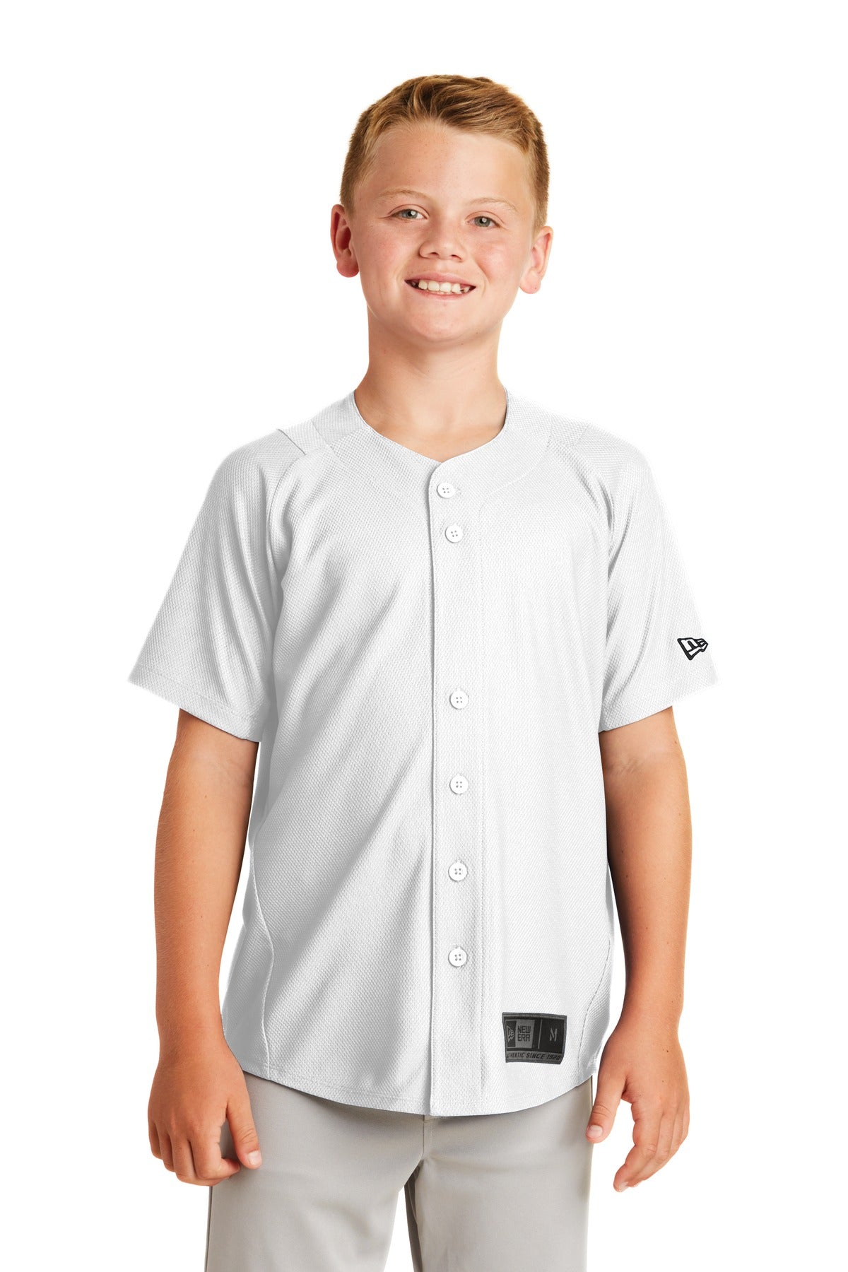 New Era Youth Diamond Era Full-Button Jersey. YNEA220 - EMBROIDERED