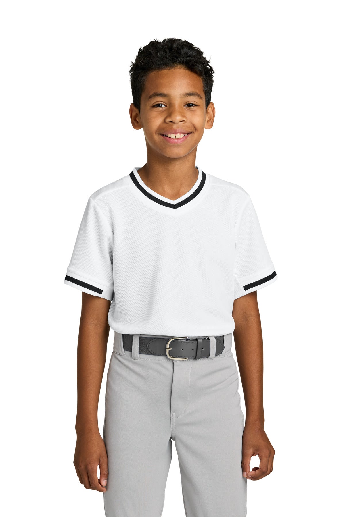 Sport-Tek Youth Tough Mesh V-Neck Baseball Jersey YST221 - EMBROIDERED