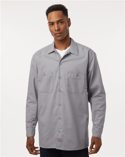 Dickies Men's Tall Industrial Long Sleeve Work Shirt - L535T - EMBROIDERED