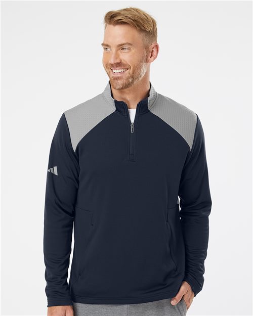 Adidas. Men's Textured Mixed Media Quarter-Zip Pullover. A532