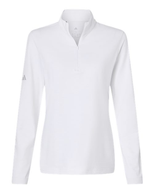 Adidas Women's Textured Stripe Quarter-Zip Pullover - A709 - EMBROIDERED