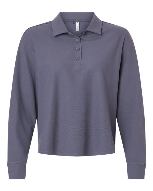 Adidas Women's Beyond Long Sleeve Loose Polo - A1008 - EMBROIDERED