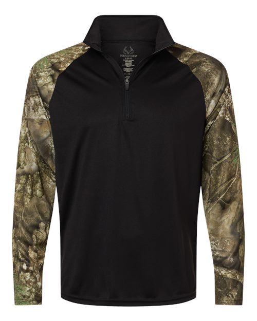 RealTree Unisex Realtree(R) Performance Colorblocked Quarter-Zip Pullover - RT5703 - EMBROIDERED