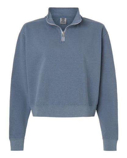 Comfort Colors Women's Garment-Dyed Mid-Length Quarter-Zip Sweatshirt - 1580L - EMBROIDERED
