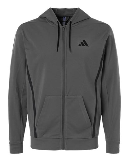 Adidas Men's Game & Go Fleece Full-Zip Hooded Sweatshirt - AT208 - EMBROIDERED