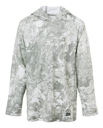 HUK Youth Pursuit Mossy Oak Printed Hooded Long Sleeve T-Shirt - H712L003 - EMBROIDERED