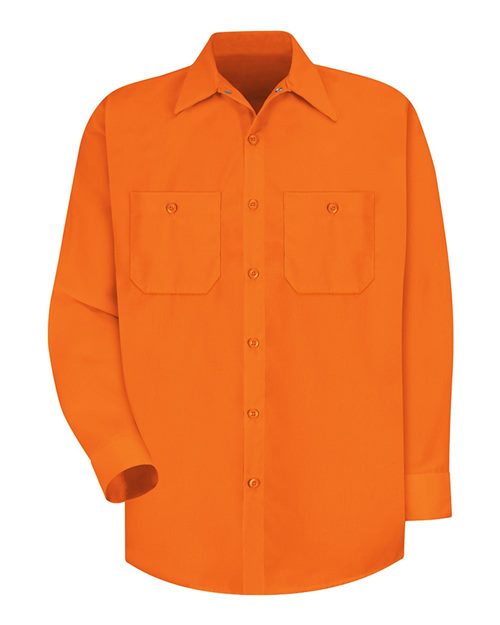 Red Kap Men's Enhanced Visibility Long Sleeve Work Shirt - SS14 - EMBROIDERED