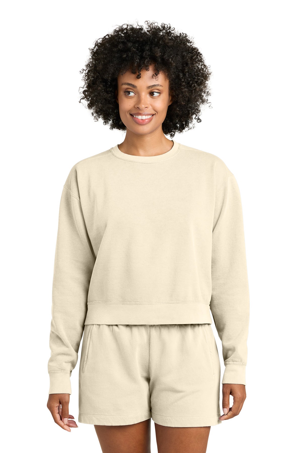 Comfort Colors Women's Mid-Length Crewneck Sweatshirt 1566L - EMBROIDERED