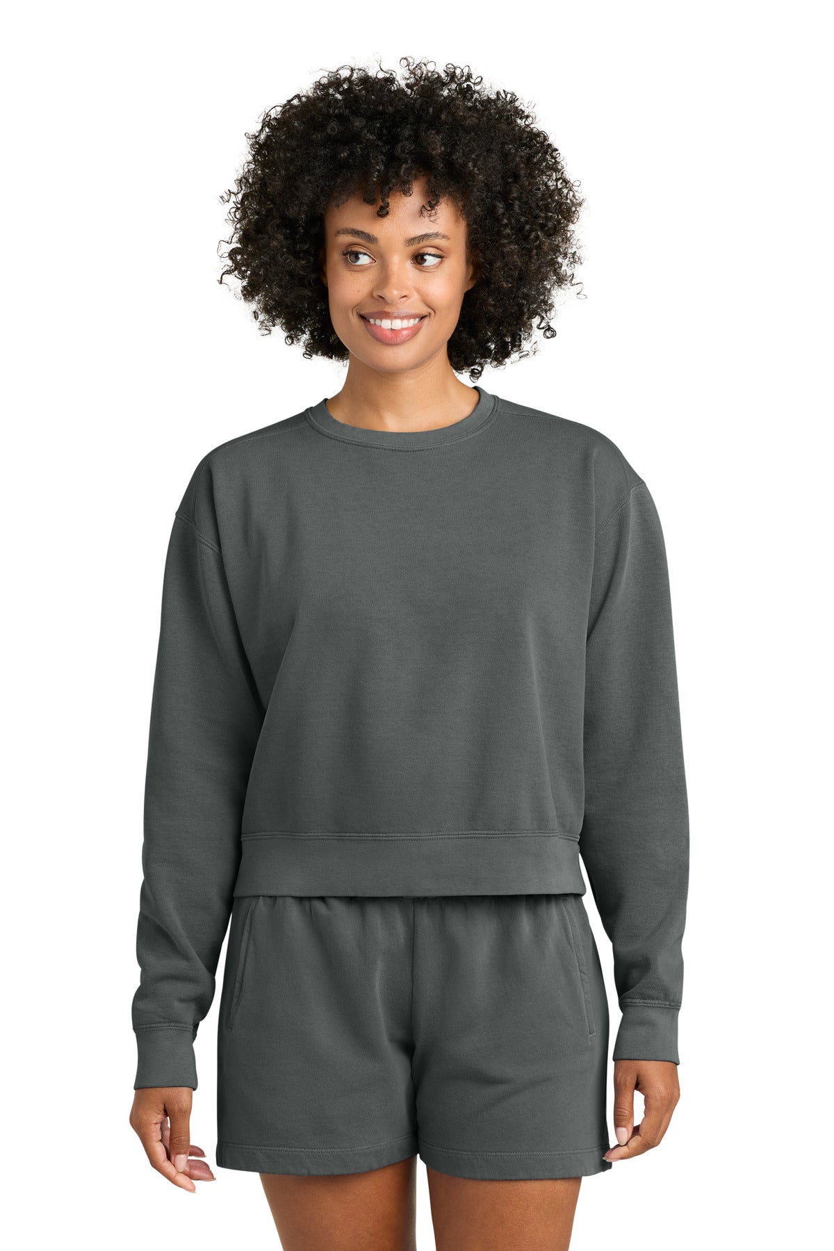 Comfort Colors Women's Mid-Length Crewneck Sweatshirt 1566L - EMBROIDERED