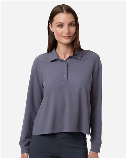 Adidas Women's Beyond Long Sleeve Loose Polo - A1008 - EMBROIDERED