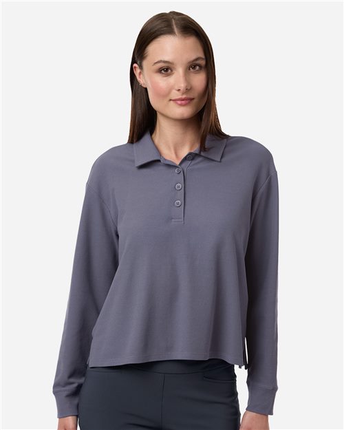 Adidas Women's Beyond Long Sleeve Loose Polo - A1008 - EMBROIDERED
