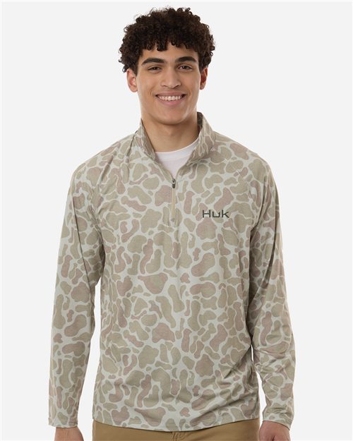 HUK Men's Airweight KC Printed Quarter-Zip Pullover - H1200720 - EMBROIDERED