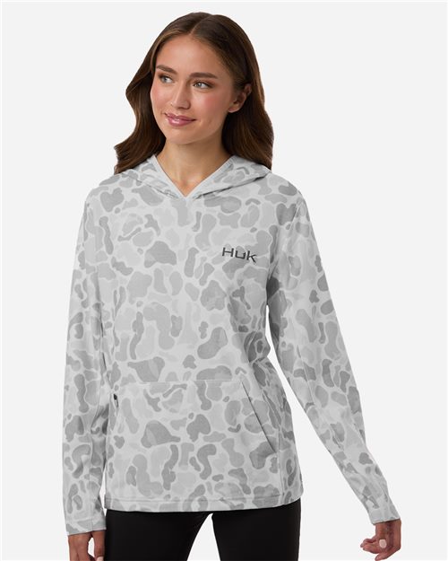 HUK Women's Coldfront+ KC Print Hooded Sweatshirt - H6130037 - EMBROIDERED