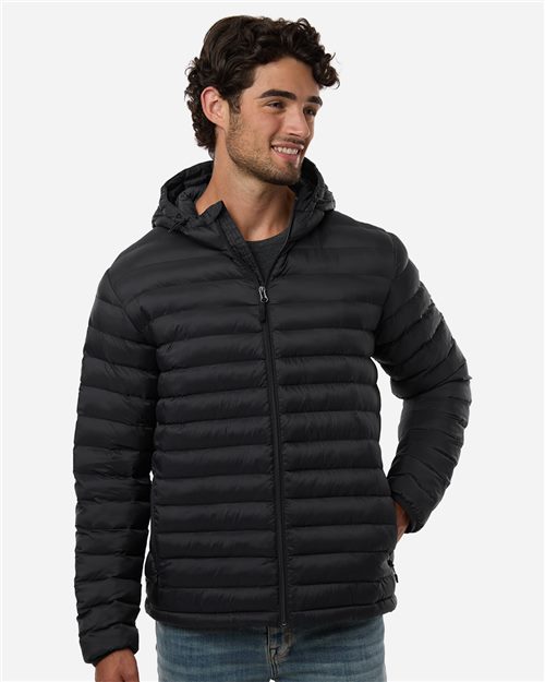 Weatherproof Men's Lightweight Poly-filled Hooded Puffer Jacket - 26715 - EMBROIDERED