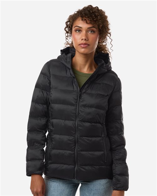 Weatherproof Women's Lightweight Poly-filled Hooded Puffer Jacket - W26715 - EMBROIDERED