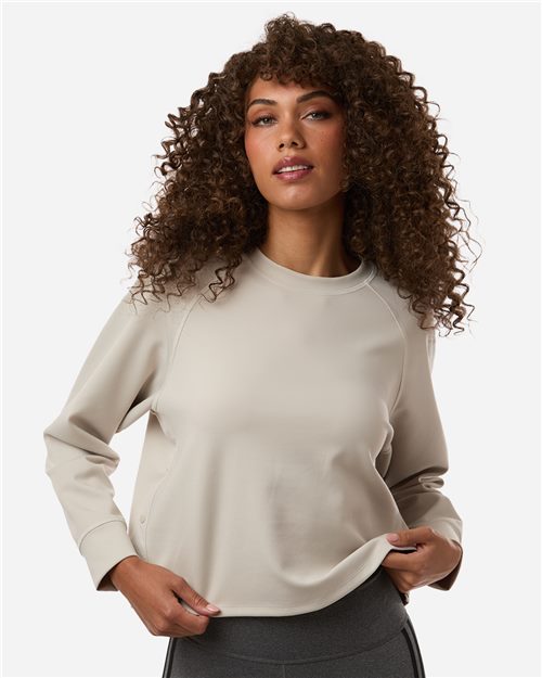 Adidas Women's Beyond Side-Snap Crewneck Sweatshirt - A1014 - EMBROIDERED