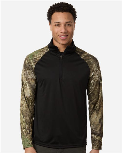 RealTree Unisex Realtree(R) Performance Colorblocked Quarter-Zip Pullover - RT5703 - EMBROIDERED