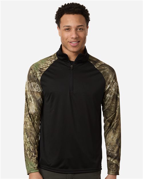 RealTree Unisex Realtree(R) Performance Colorblocked Quarter-Zip Pullover - RT5703 - EMBROIDERED