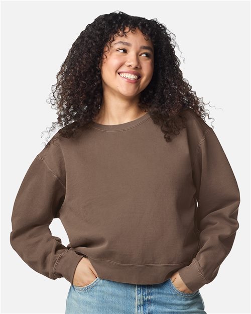 Comfort Colors Women's Garment-Dyed Mid-Length Crewneck Sweatshirt - 1566L - EMBROIDERED