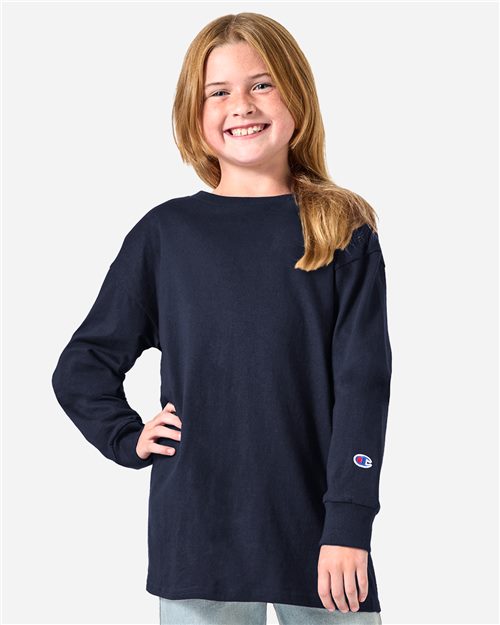 Champion Youth Long Sleeve T-Shirt - CH1751 - EMBROIDERED
